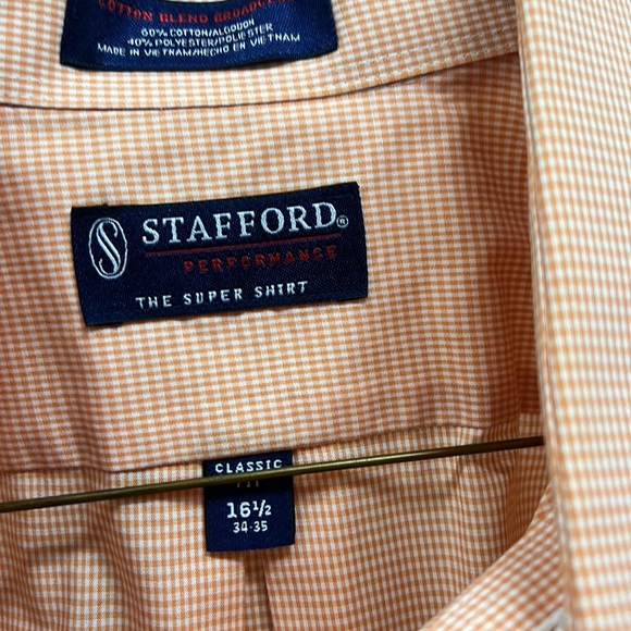 Orange check Stafford Men’s Shirt - Picture 2 of 2